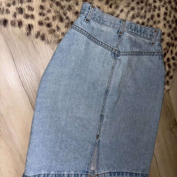 Vintage Staff Travel Jean Pencil Skirt Sz 26 - Picture 6 of 7